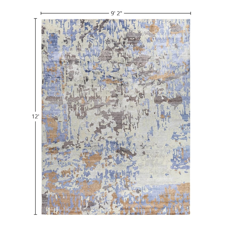 Modern One-of-a-Kind Hand-Knotted Area Rug - Gray, 9' 2" x 12' 0" - 9' 2" x 12' 0"