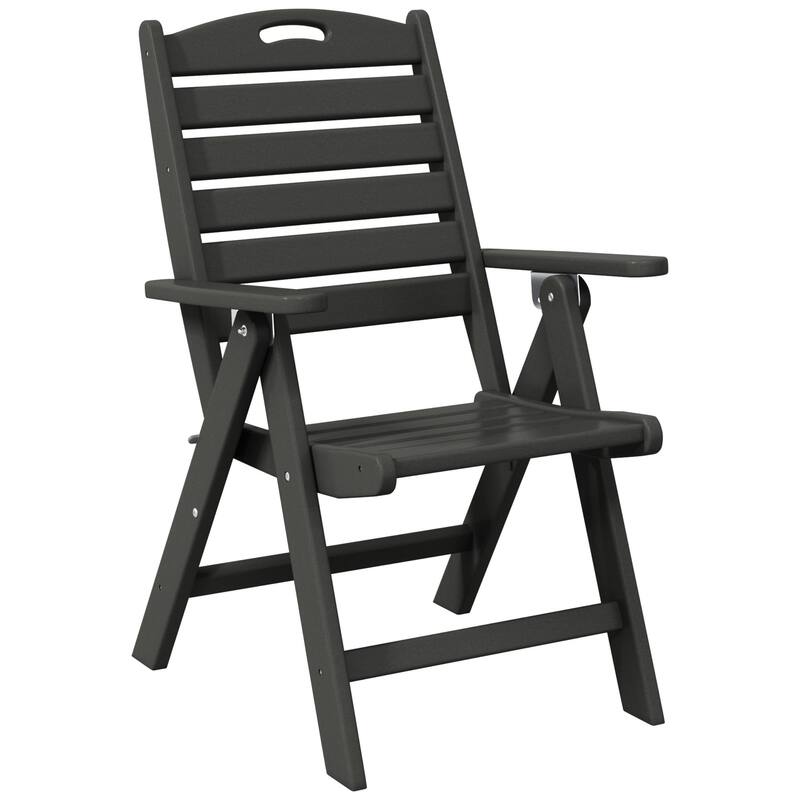 Laguna Foldable Highback Patio Dining Chair with Adjustable Recline Feature - Gray