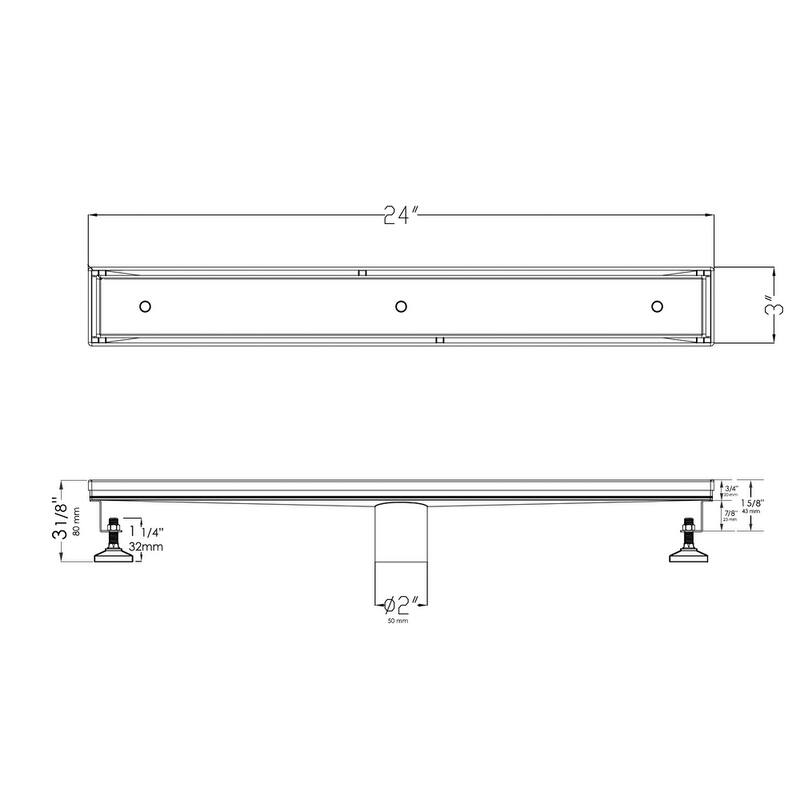 ALFI brand 24" Long Modern Stainless Steel Linear Shower Drain w/o Cover
