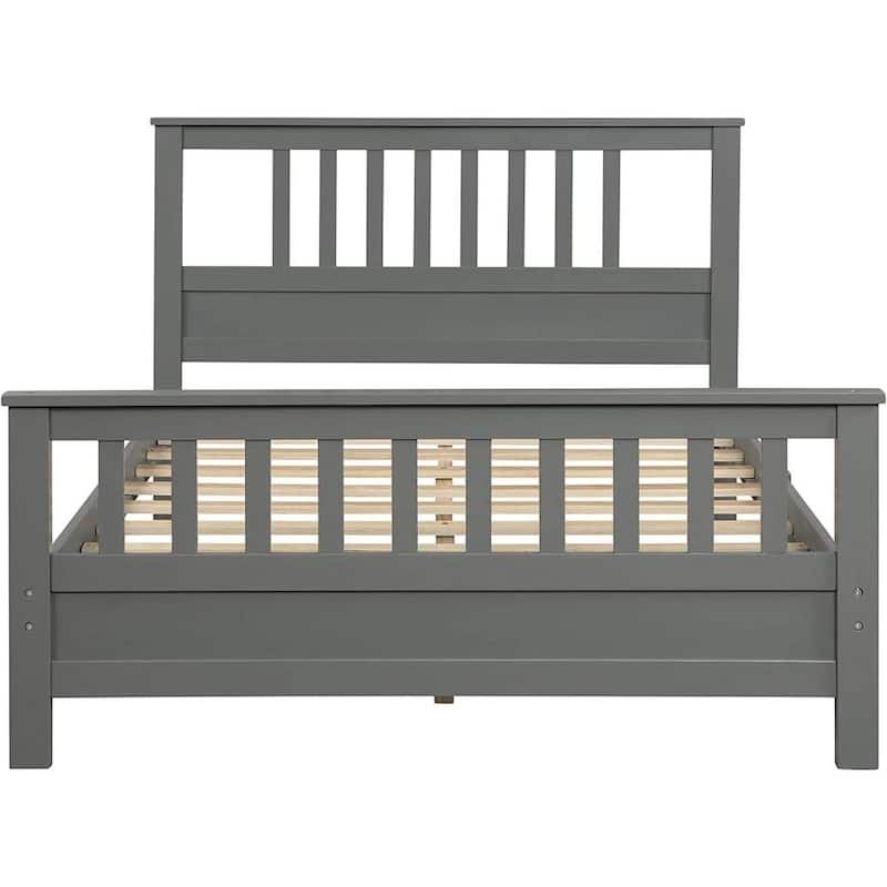 Pine Wood Slatted Platform Headboard Footboard Full Size Bed