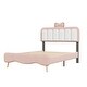 preview thumbnail 10 of 12, Full size Velvet Platform Bed with bow-knot Headboard, Pink