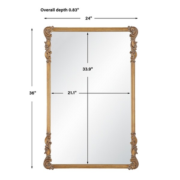 Porch & Den Old World Antique Gold Decorative Wall Mirror - Bed