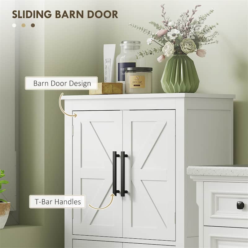 MDF Bathroom Cabinet with Four-Tier Shelves and Adjustable Storage and Protective Foot Pads - 23.6" L x 11.8" W x 43.3" H