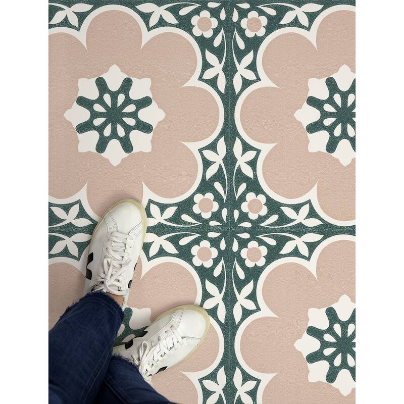FloorPops Daphne Pink Peel & Stick Floor Tiles