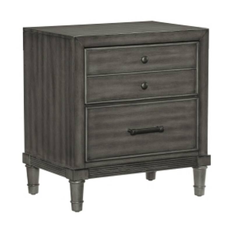 Gray 2 Drawer 25 in. W Nightstand with Tapered Legs