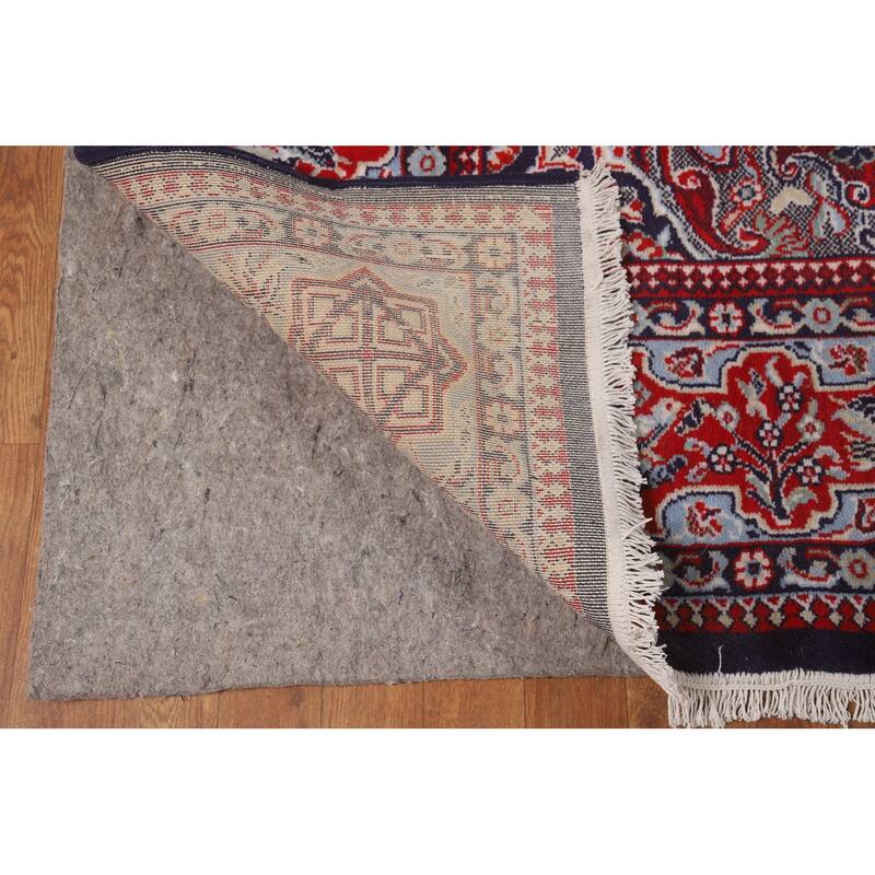 Machine Made Oriental Polyester Carpet Traditional Floral Red Kashan Area Rug - 12' 7'' X 9' 8''