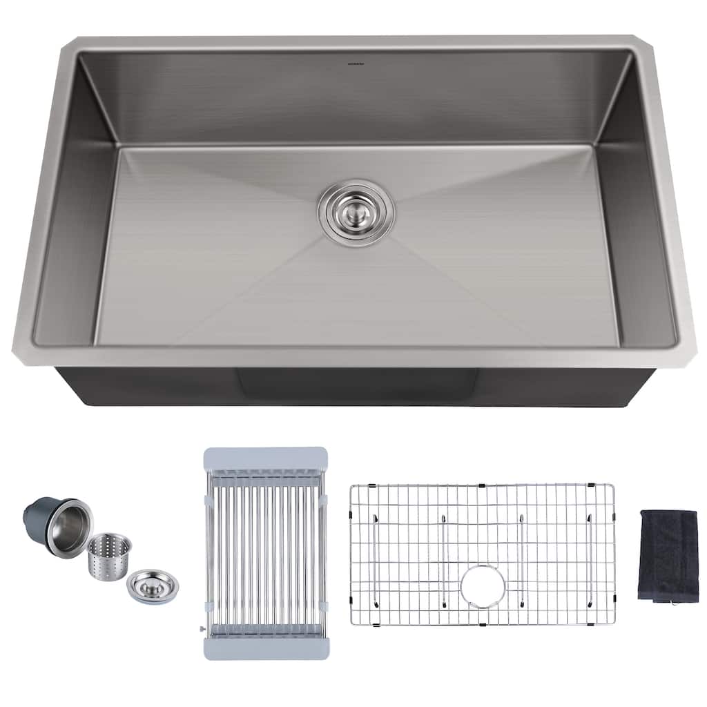 WOWOW 30 in. Drop In/Undermount Single Bowl 16-Gauge Kitchen Sink - 30 X 18 inch