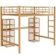 preview thumbnail 6 of 15, Full Size Metal Loft Bed with Built-in Desk and Shelves, Practical Storage Kids Teens Bed Frame