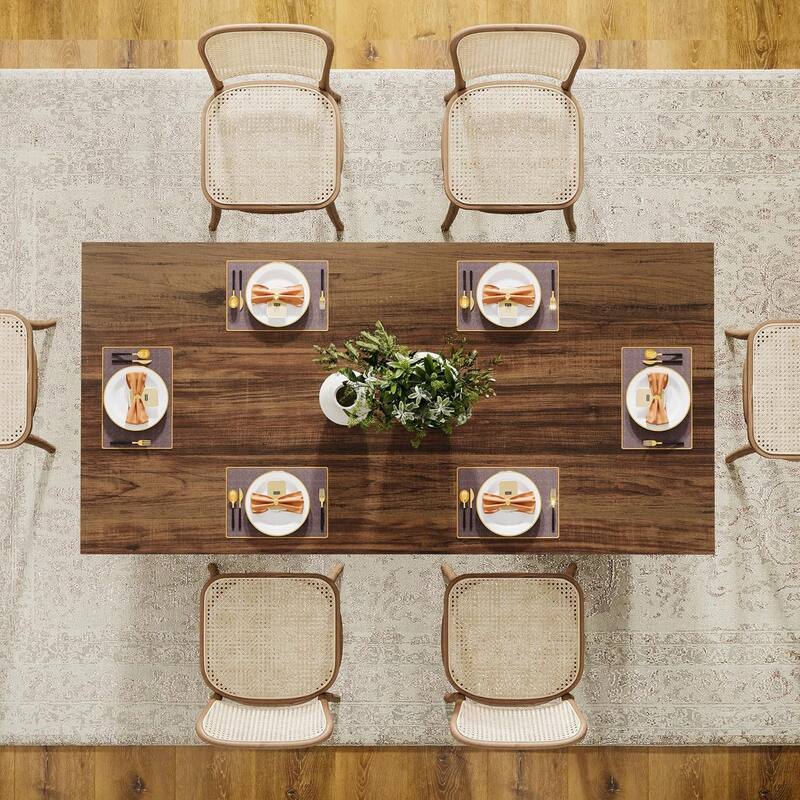63-inch Rectangle Wooden Dining Table with Large Tabletop and Heavy Duty Legs for 4 to 6 People