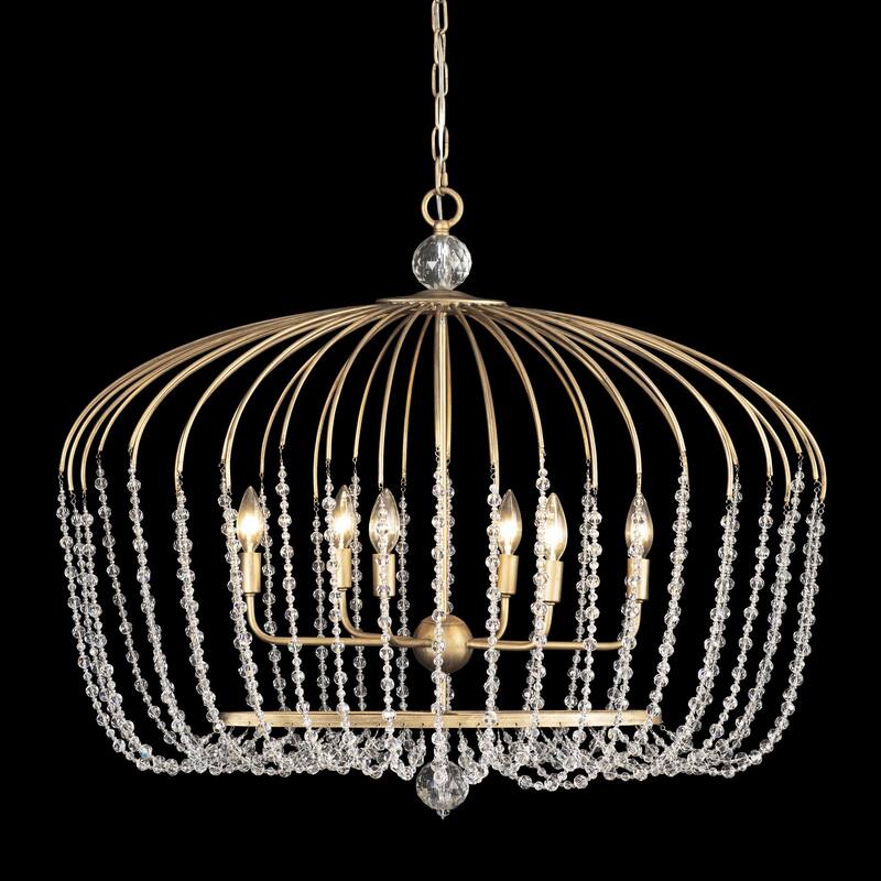 Varaluz Voliere 6-Light Crystal Oval Pendant - Havana Gold