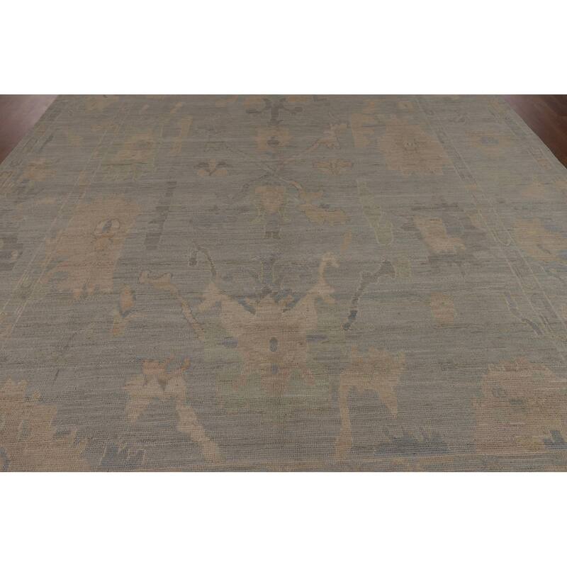 Floral Oushak Turkish Area Rug Hand-Knotted Wool Carpet - 9'2"x 11'8"