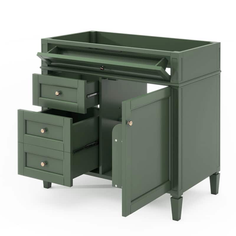 (Base Only)Modern Bathroom Storage Vanity Base with 2 Drawers and a Tip-out Drawer