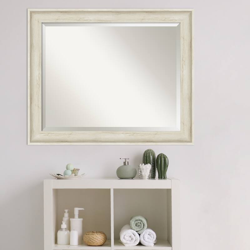 Beveled Bathroom Wall Mirror - Regal Birch Cream Frame - Regal Birch Cream