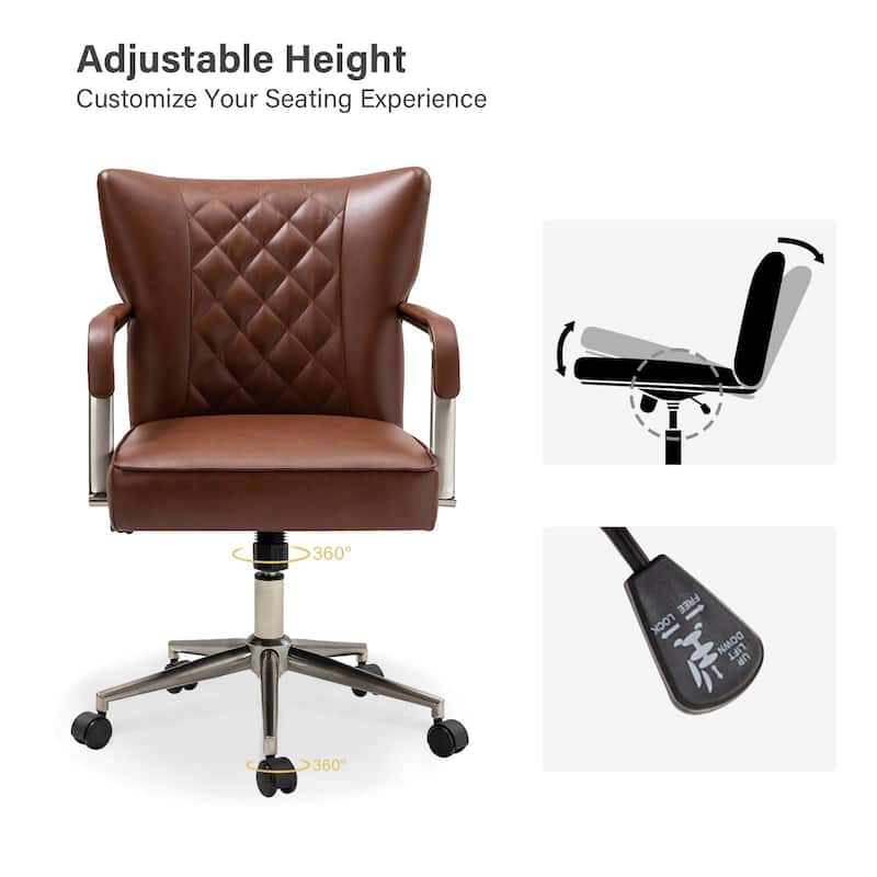 Felice Modern Swivel Height Adjustment Diamond-Tufted Office Chair by HULALA HOME