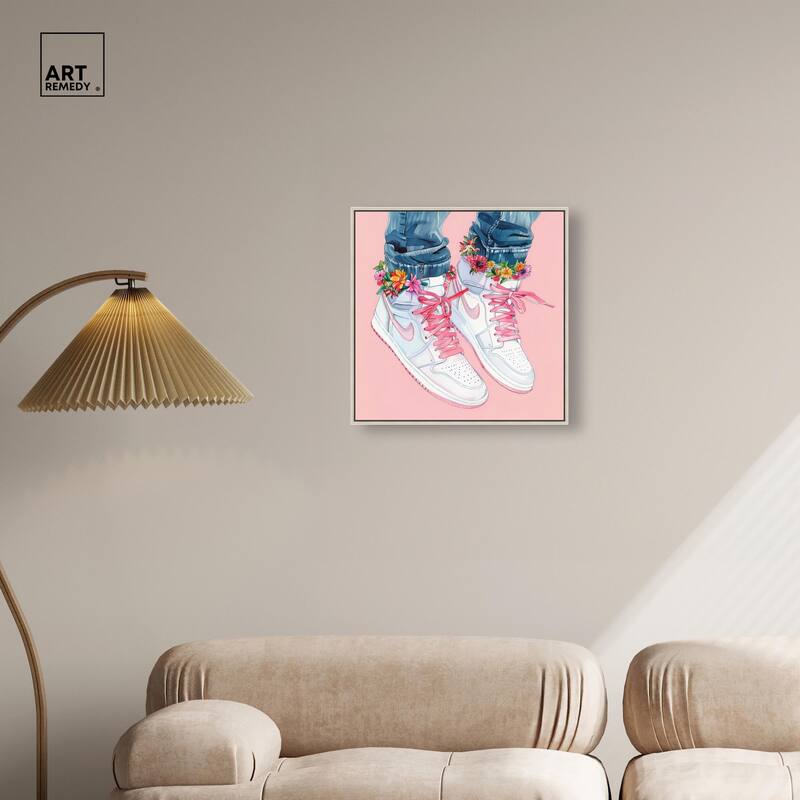 Blush Floral Bloom Sneakers Canvas by Art Remedy
