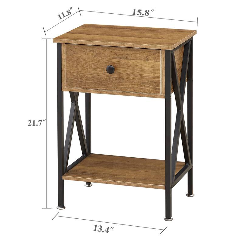 Javlergo Nightstand with 1-Drawer and Storage Shelf, End Table Bedside Table for Bedroom, Livigng room