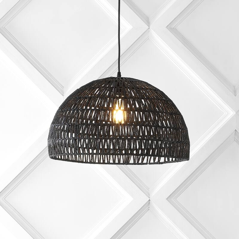 Jigu 1-Light Woven Rattan/Iron LED Pendant, by JONATHAN Y