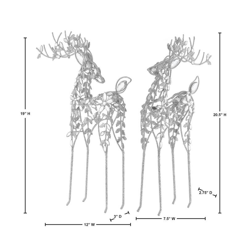 19.5" Wire Jewel Deer Set of 2