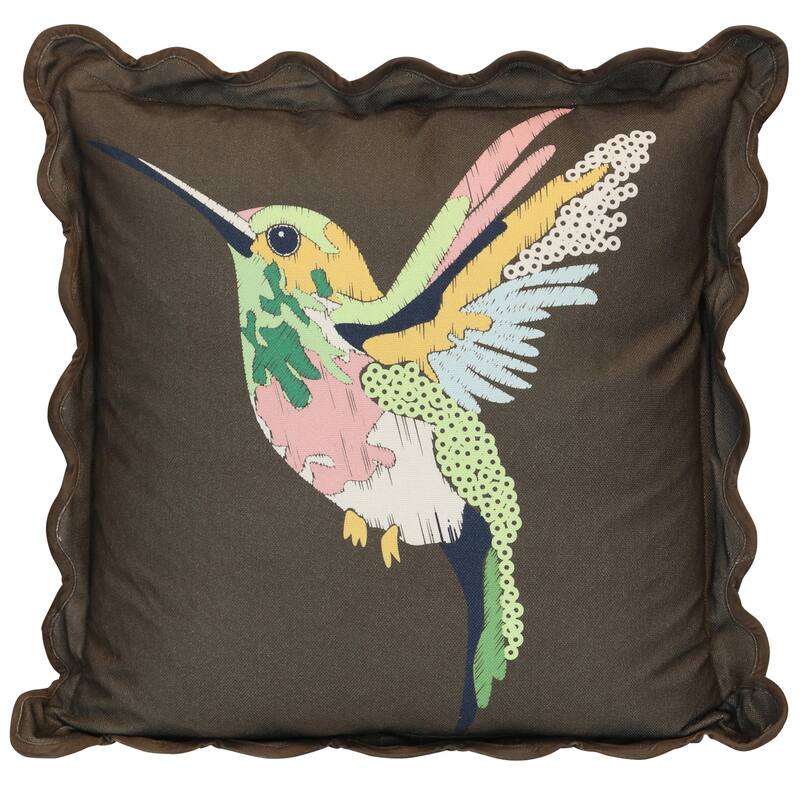 StyleCraft Tamara Day for StyleCraft Hummingbird Pillow - Left Facing - 22" x 22" - Deep Espresso