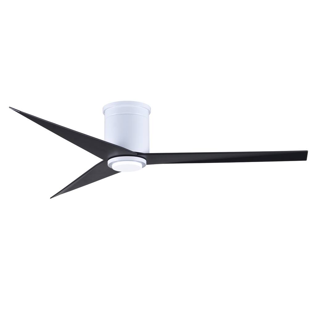 Matthews Fan Eliza-HLK Gloss White Ceiling Mount Paddle Fan with LED Light Kit, Matte Black Blades