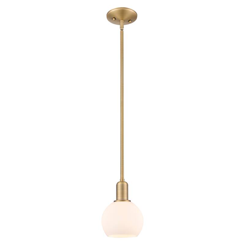 Innovations Lighting Endless Possibilities Arcadia - Athens - 1 Light 6" Stem Hung Mini Pendant - Brushed Brass/Matte White
