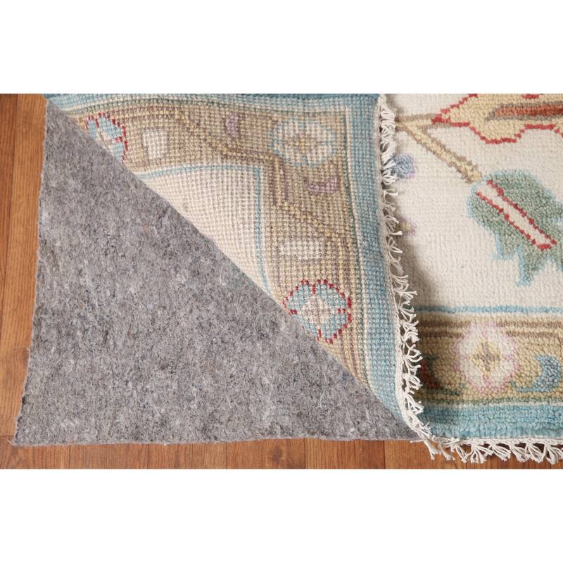 Light Blue Floral Oushak Rug Hand-Knotted Oriental Wool Carpet - 8'10"x 11'10"