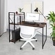 preview thumbnail 16 of 23, Utopia Alley Computer Desk with Shelves - 47-inch Black Metal Desk with 4-Tier Storage Bookshelves, Rustic Brown & Black