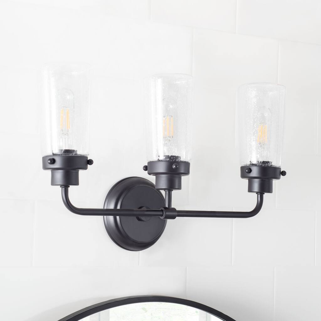 SAFAVIEH Lighting Marcienne 3-Light Led Vanity Sconce - 19.3" W x 5.9" L x 11.8" H - Oil Rubbed Bronze - 19Wx6Dx12H