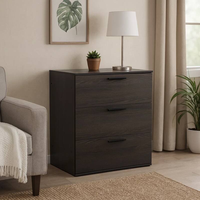 Moru Modular Jumbo Chest, 3 Drawers, Espresso Brown Wood Grain Details - Brown