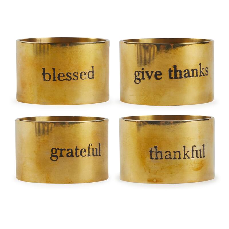 DII Fun Decorative Party Napkin Rings, 1.5" Diameter (inside) - Always Grateful - Set of 6
