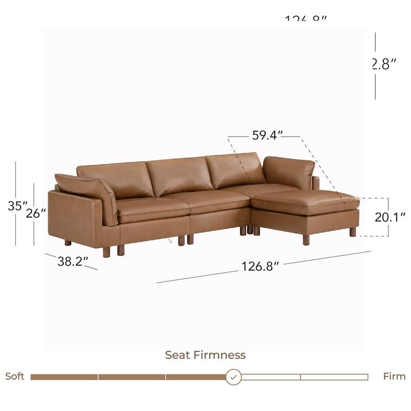 Spruce & Spring Modular Cloud Couch Sofa with Wood Legs for Living Room
