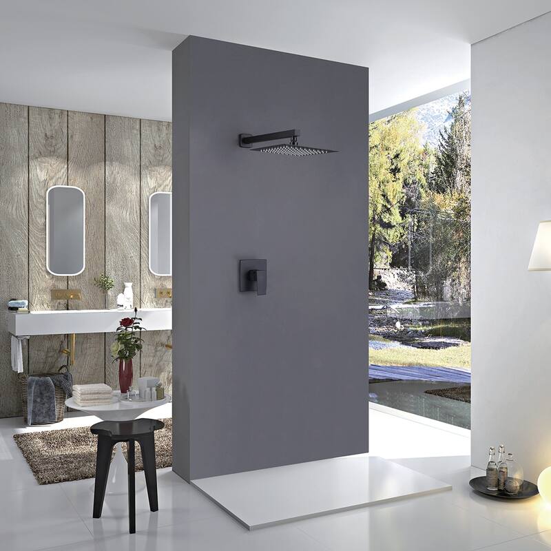 Matte Black 10inch Rainfall Shower Shower Faucet with Rough in-Valve - Matte Black