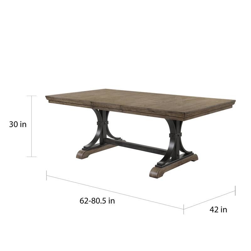 Roundhill Furniture Birmingham Driftwood Table and Nail Head Chair 7-piece Dining Set