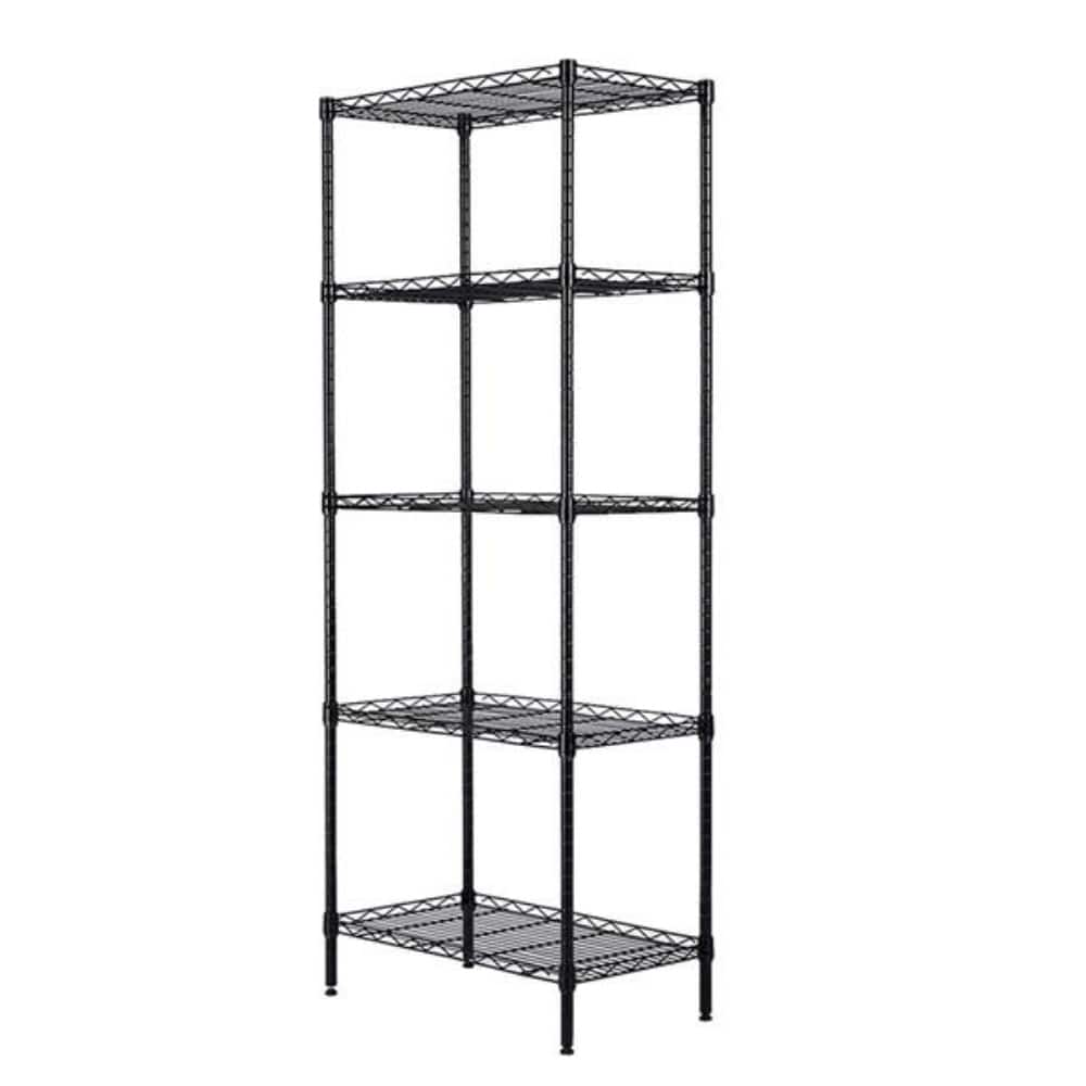 Changeable Assembly Floor Standing Carbon Steel Storage Rack - Black - (21.25 x 11.42 x 59.06)"