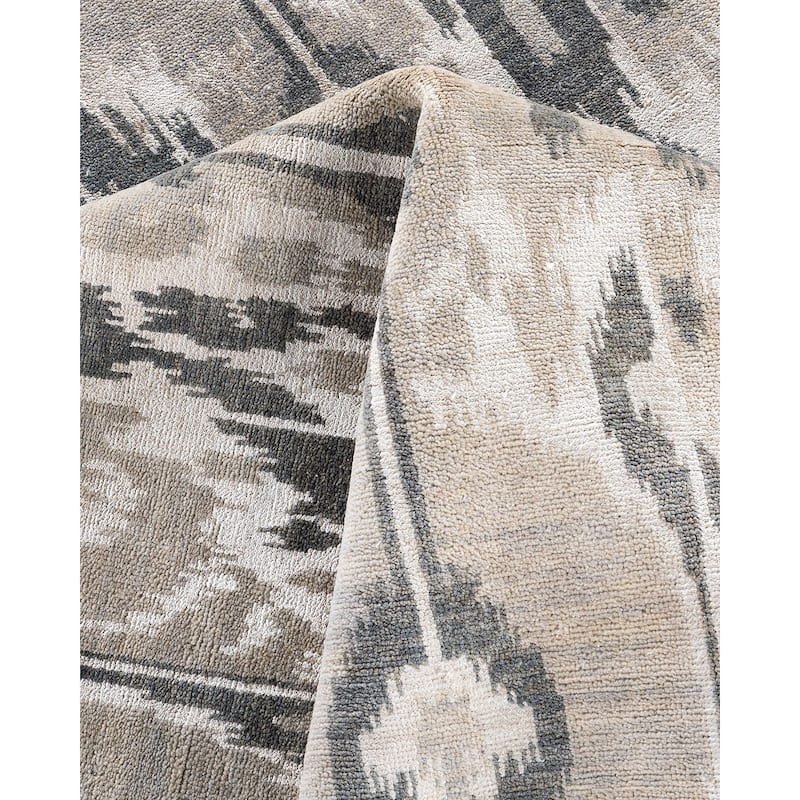 Ikat One-of-a-Kind Handmade Area Rug - Gray, 8' 10" x 11' 10" - 8' 10" x 11' 10"
