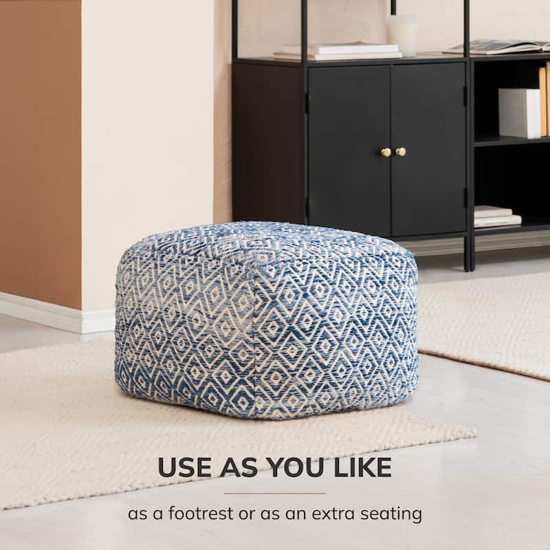 Jani 22-inch Ottoman Pouf - Handcrafted Handmade Ottoman for Seating, Footrest, Home Decor for Living Room, Bedroom