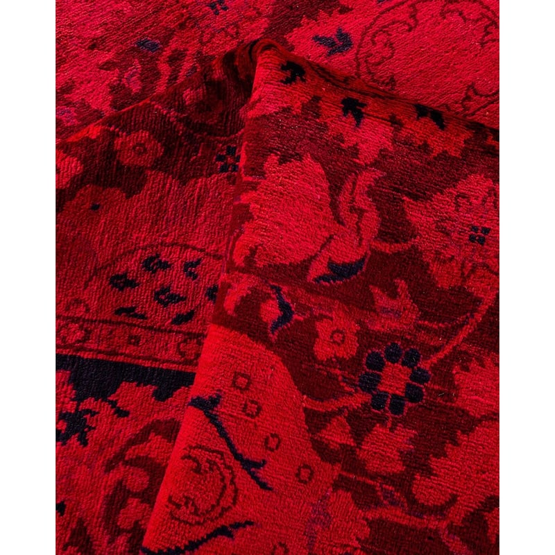 Overton Hand Knotted Wool Vintage Inspired Modern Contemporary Overdyed Pink Area Rug - 6' 1" x 9' 2"