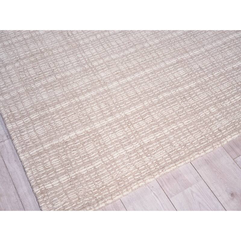 Exquisite Rugs Alpine Handmade Handloomed New Zealand Wool Light Beige/Ivory Area Rug