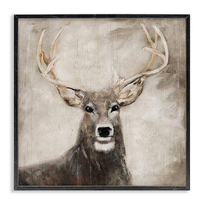 Stupell Gazing Deer in Neutrals Framed Giclee Art Design By Sally Swatland