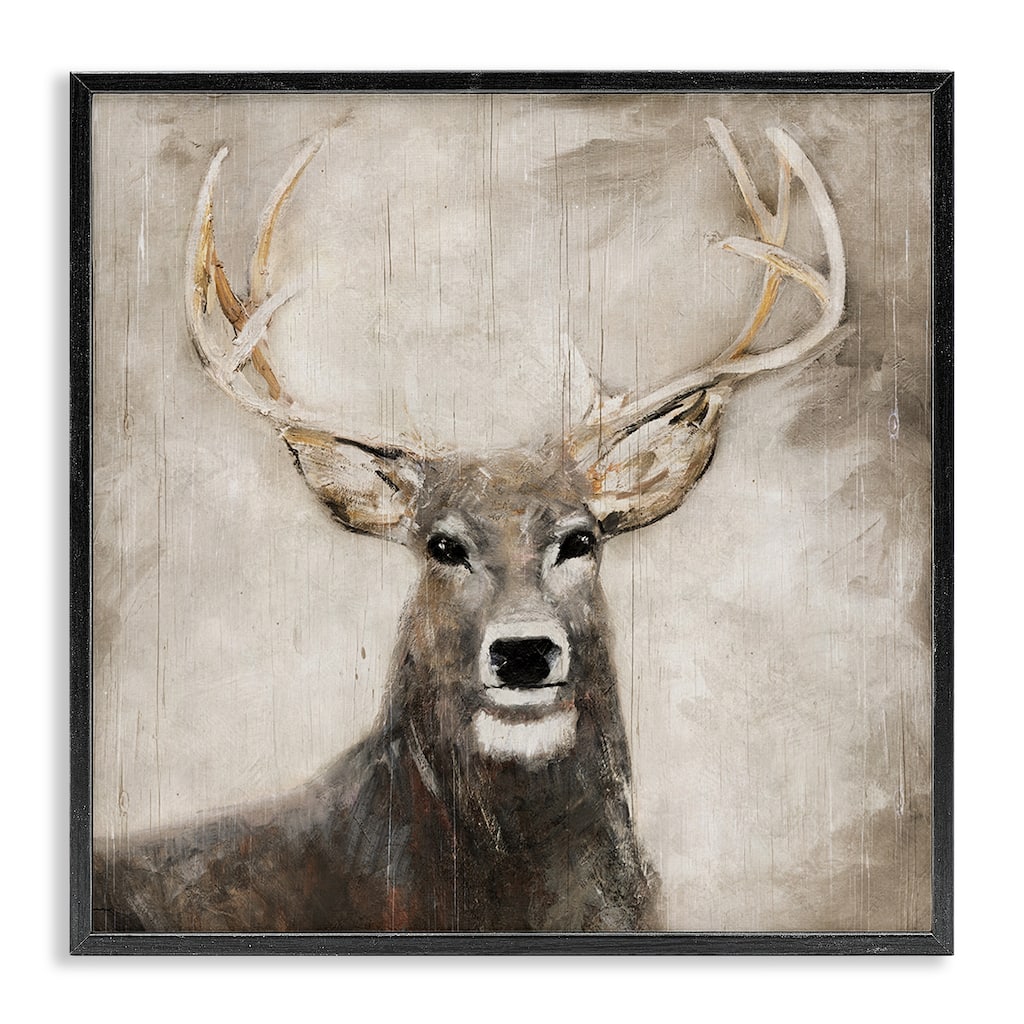 Stupell Gazing Deer in Neutrals Framed Giclee Art Design By Sally Swatland