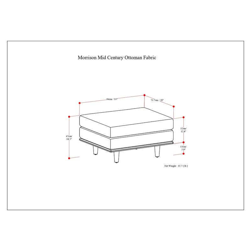 WYNDENHALL Brixley 33 inch Wide Mid-Century Modern Table Ottoman