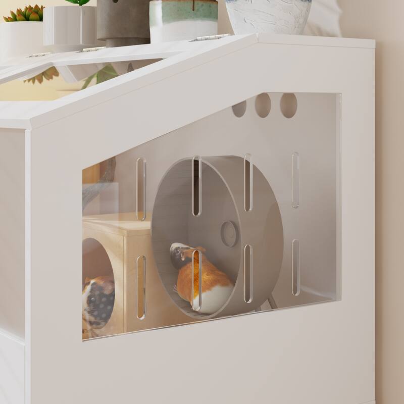 Functional Small Pet Home Hamster House: Ample Storage and Clear Acrylic Panels for Easy Pet Care