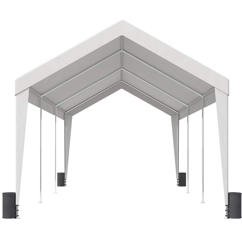 Heavy Duty Carport 10x20ft Outdoor Canopy Shelter with Reinforced Poles - 120 x 240 x 111.6 Inch - White