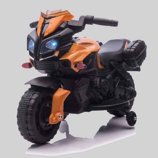 slide 1 of 1, 6V Electric Ride-On Motorcycle for Kids, Dirt Bike with Pedal, Headlights, Horn & Training Wheels Orange