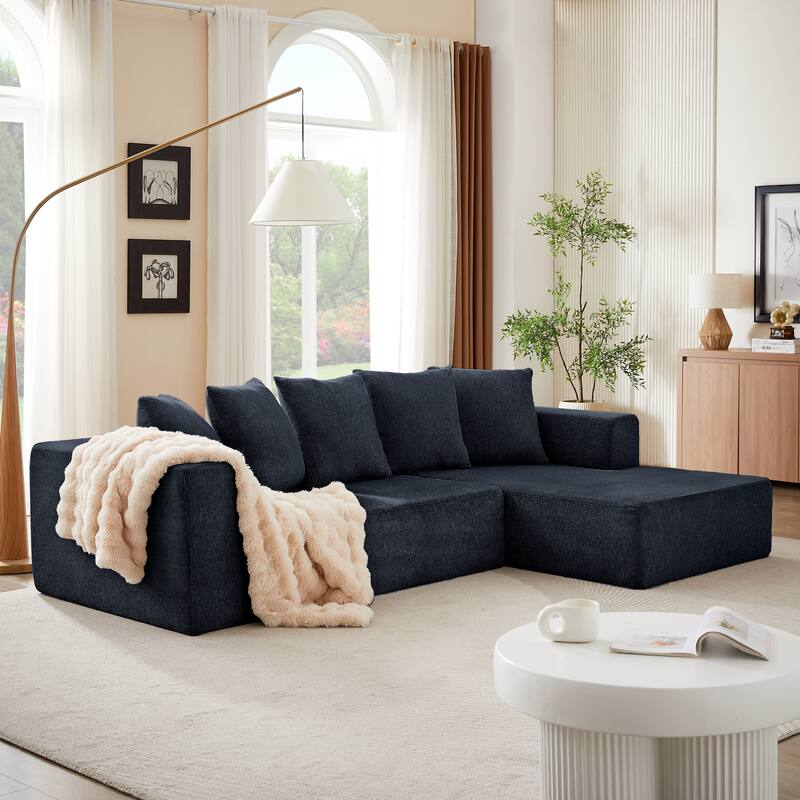 104.34'' Modular L-Shaped 3 Seater Sectional Sofa Set in Luxurious Chenille Fabric Chaise - Minimalist Design