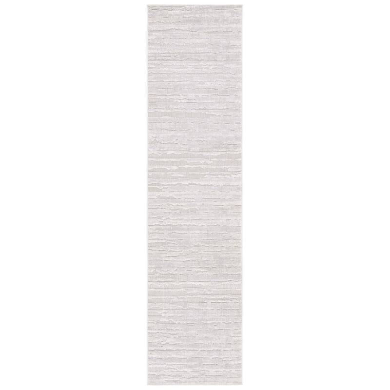 SAFAVIEH Cabana Kubra Indoor/ Outdoor Modern Rug - 2'2" x 9' Runner - Grey/Ivory