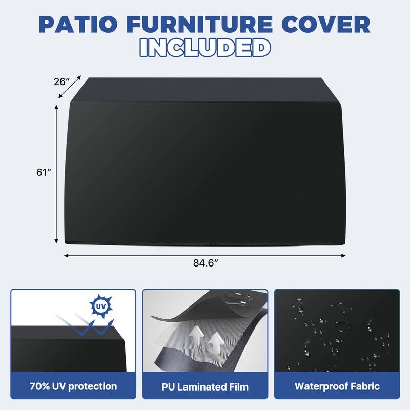 AOXUN Wicker Rattan Outdoor Sectional Sofa Set with Coffee Table