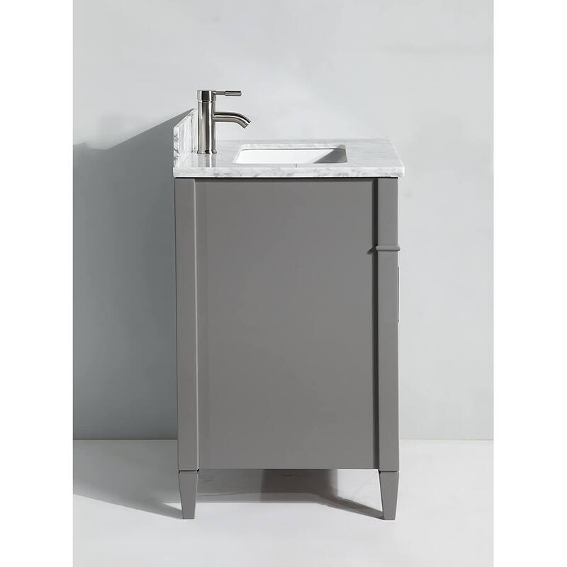Vanity Art 30-Inch Single Sink Bathroom Vanity Set Carrara Marble Stone Top Soft Closing Doors Undermount Sink with Free Mirror