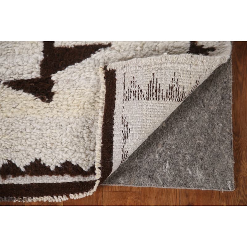 Plush Turkish Anatolian Runner Rug Hand-knotted Geometric Wool Carpet - 3'4"x 11'4"
