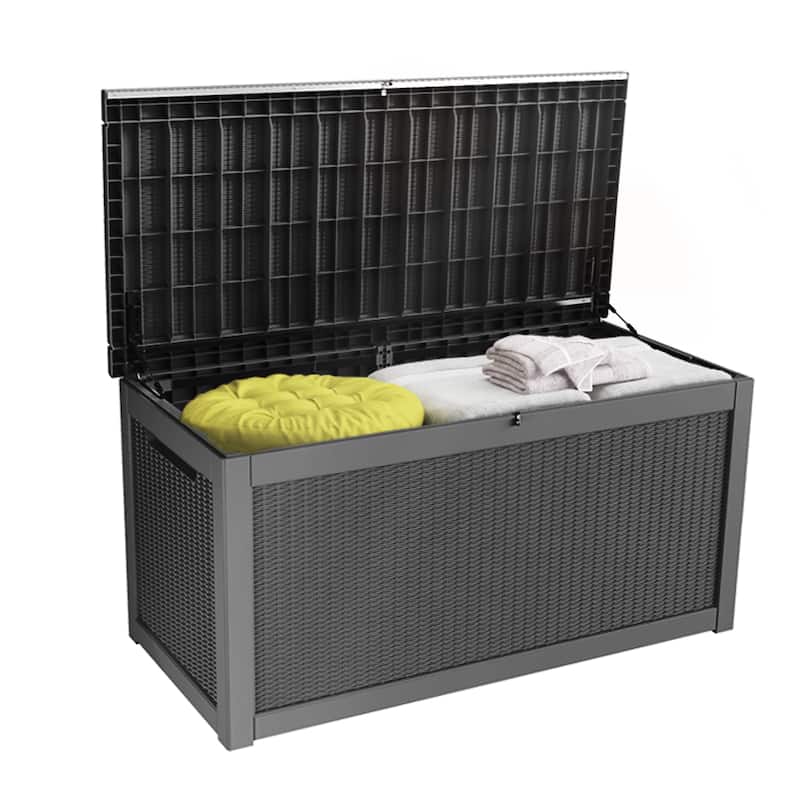 120 Gal. Black Resin Storage Deck Box for Outdoor Indoor,Lockable, waterproof, UV-resistant